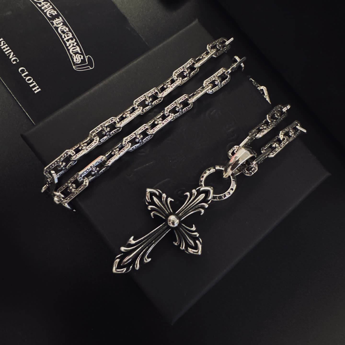 Chrome Hearts Silver Cross Pendant Necklace